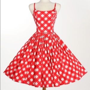 Pinup Couture Jenny Dress in Red Picnic Check